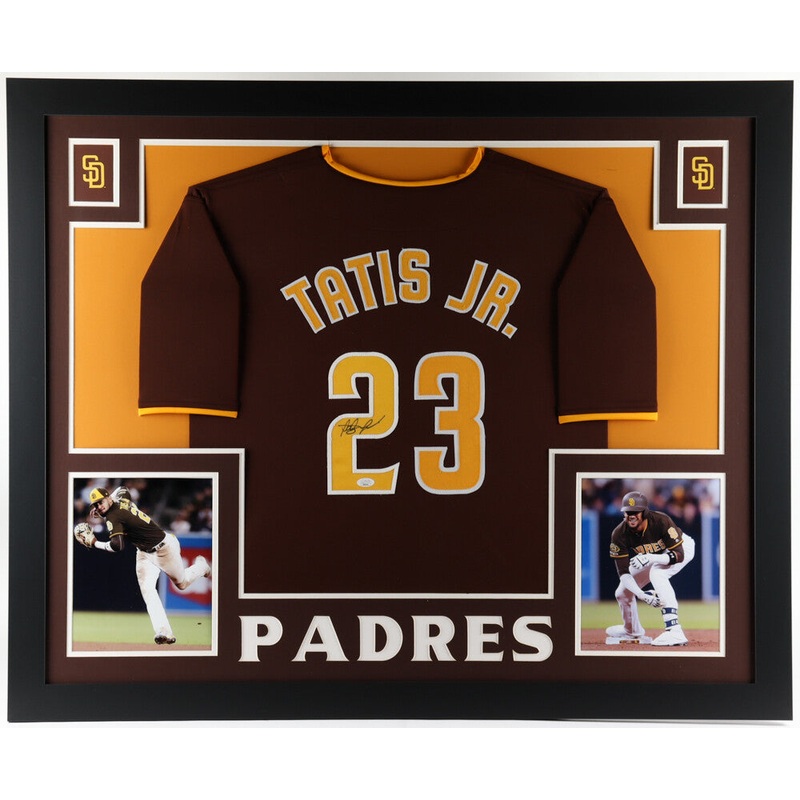 Fernando Tatis Jr Signed San Diego Padres 35×43 Framed Jersey (JSA) 2xAll Star