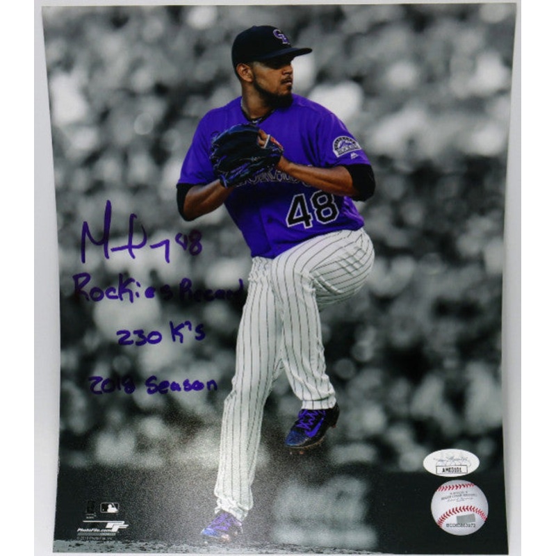 German Marquez Autographed CO Rockies 8×10 Photo with 3 Inscriptions JSA COA