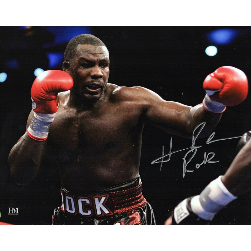 Hasim Rahman Signed Boxing Punching Action 8×10 Photo w/Rock – (SCHWARTZ COA)