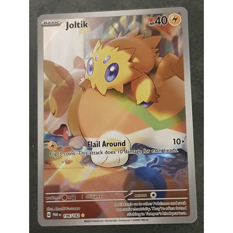 Pokemon Scarlet and Violet Paradox Rift Joltik #196/182 Full Art illustration Rare Holo Trading Card