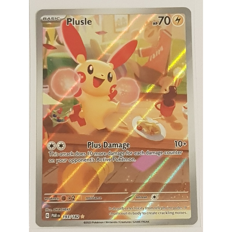 Pokemon Scarlet and Violet Paradox Rift Plusle #193/182 Full Art illustration Rare Holo Trading Card