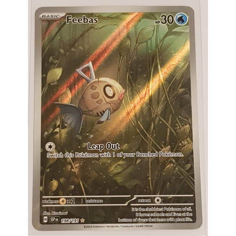 Pokemon Scarlet and Violet Surging Sparks Feebas #198/191 Illustration Rare Holo Trading Card