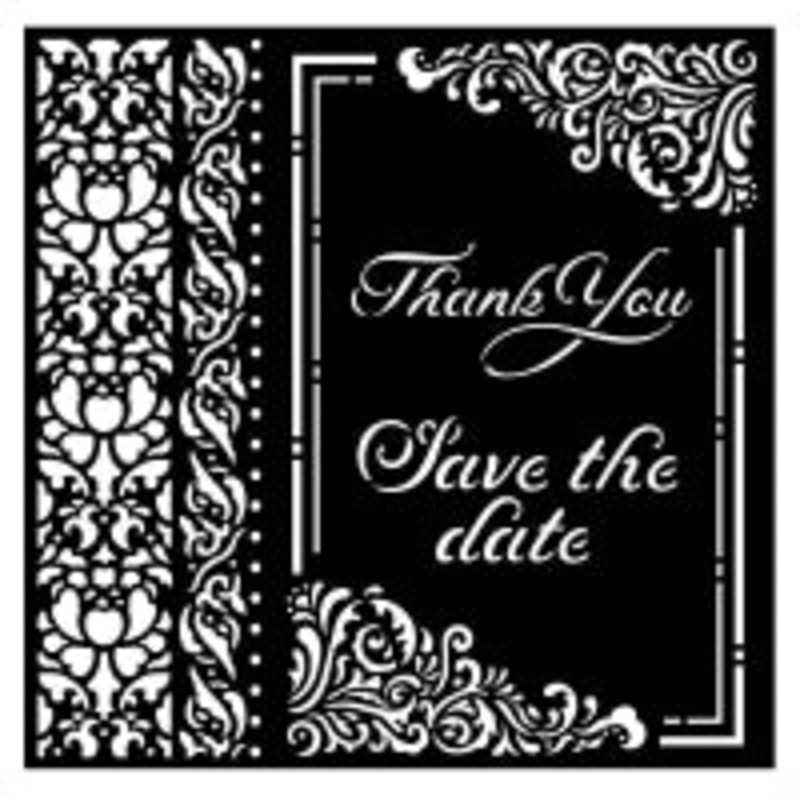 Stamperia 18 x 18cm Thick Stencil You And Me Thank You Save The Date
