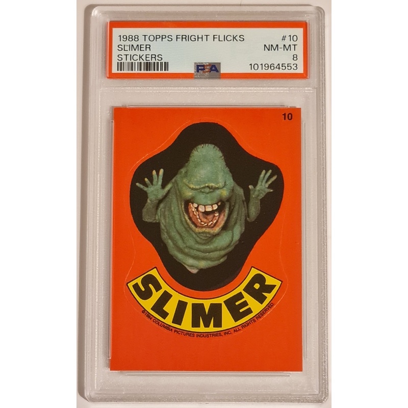 1988 Topps Fright Flicks Sticker Card #10 PSA 8 Slimer Trading Card