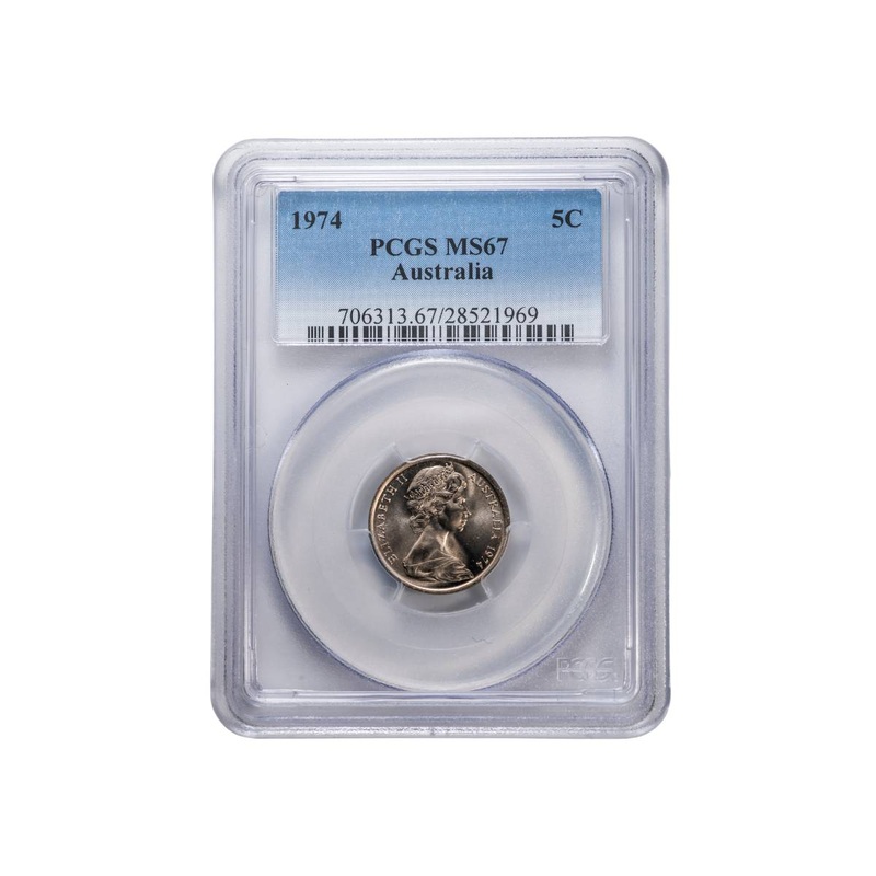 Australia 1974 5c Cupro-Nickel Coin PCGS MS67 (Gem Uncirculated)