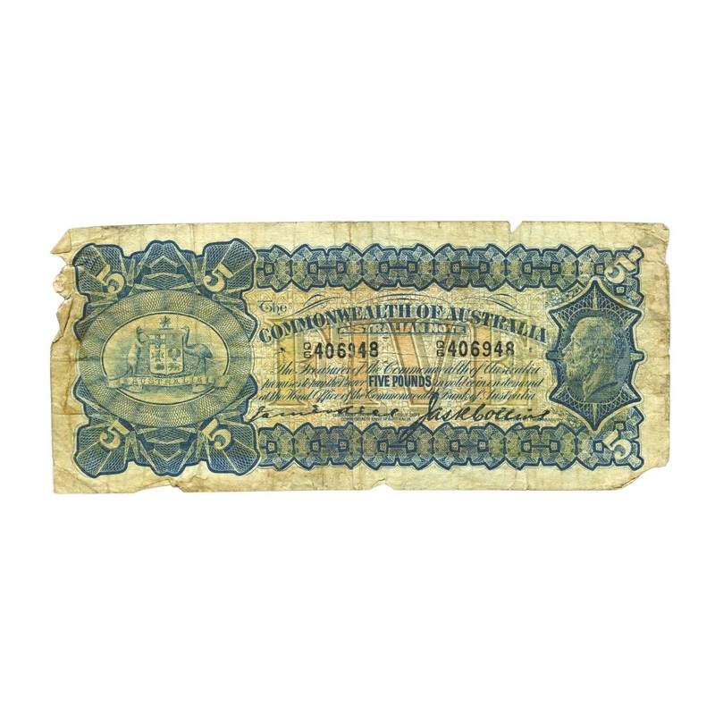 Australia George V 1924 5 R38b Kell/Collins Fair-Fine with faults Banknote