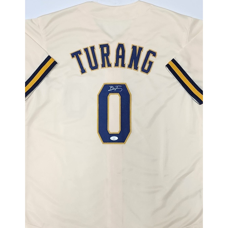 Brewers BRICE TURANG Signed Custom Replica Cream Debut #0 Jersey AUTO – JSA