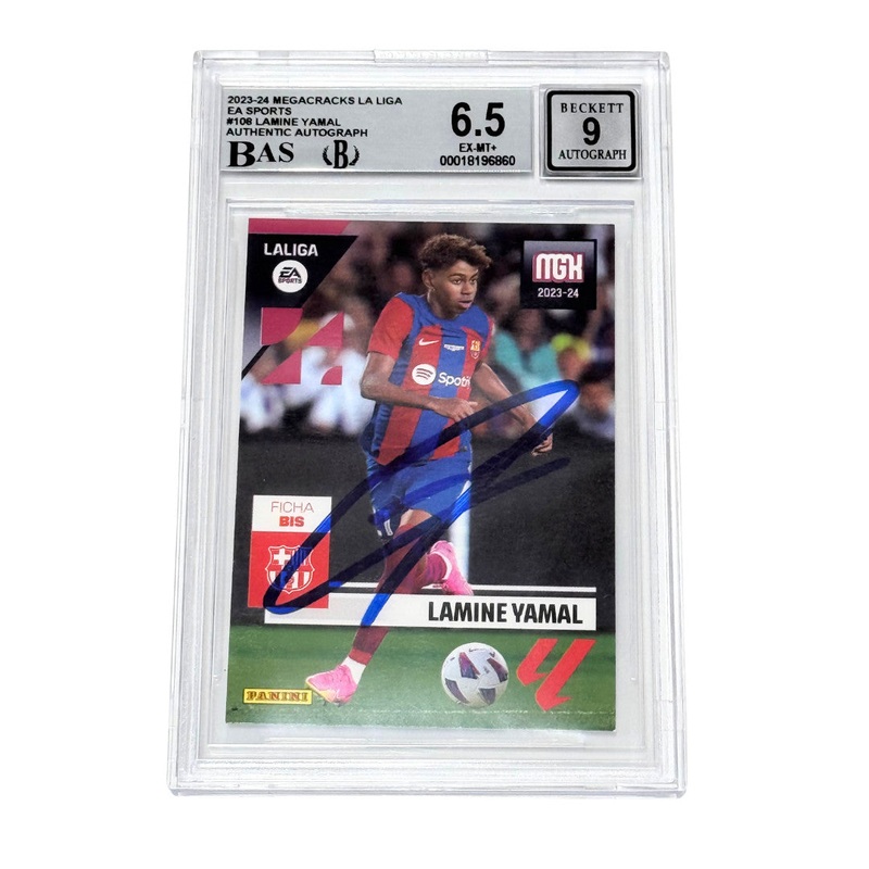Lamine Yamal Signed 2023-24 Panini Megacracks #108BIS Rookie – BGS 6.5 AUTO 9