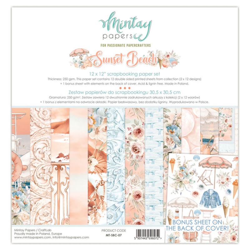 Mintay Paper 12 X 12 PAPER SET – SUNSET BEACH