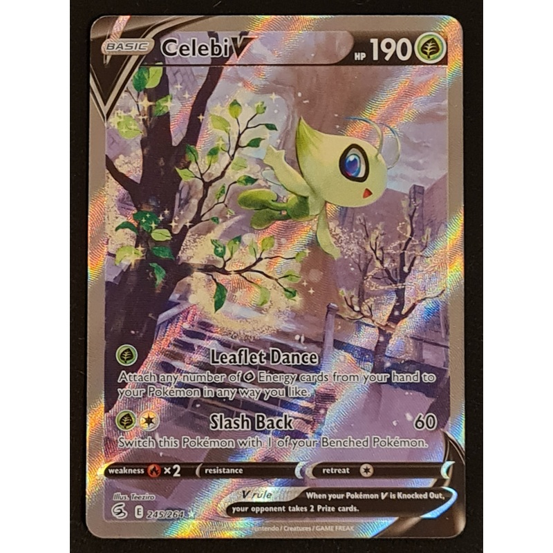 Pokemon Sword and Shield Fusion Strike Celebi V #245/264 Special Illustration Rare Holo Trading Card