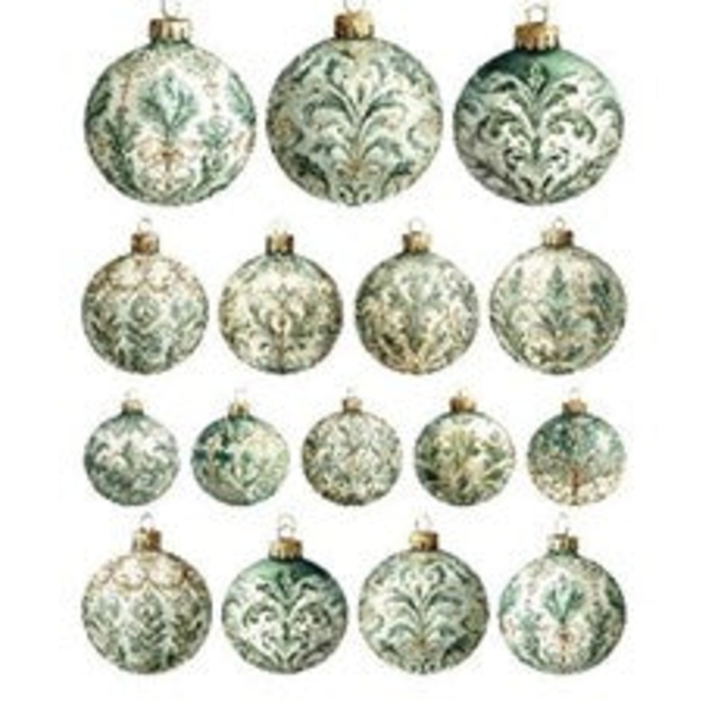 Simply Stated – Golden Evergreen Ornaments Ephemera
