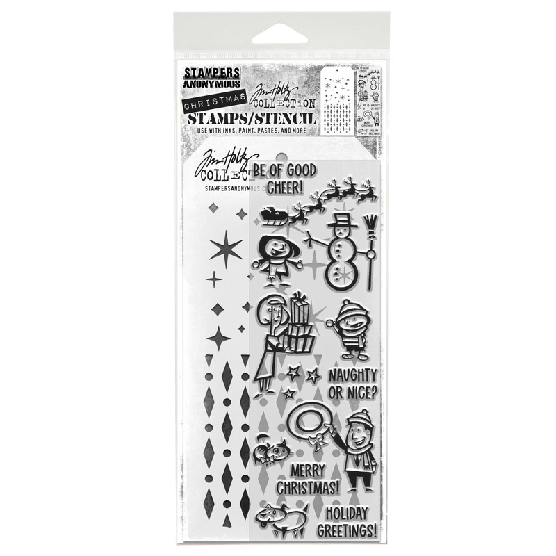 Stampers Anonymous Christmas Cartoons Tim Holtz Clear Stamp and Stencil