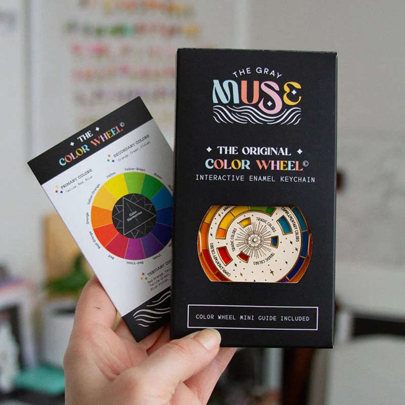 The Original Color Wheel Interactive Spinner Enamel Keychain – White/Gold