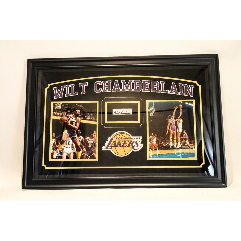 Wilt Chamberlain Cut Signature Signed Photo Collage Framed
