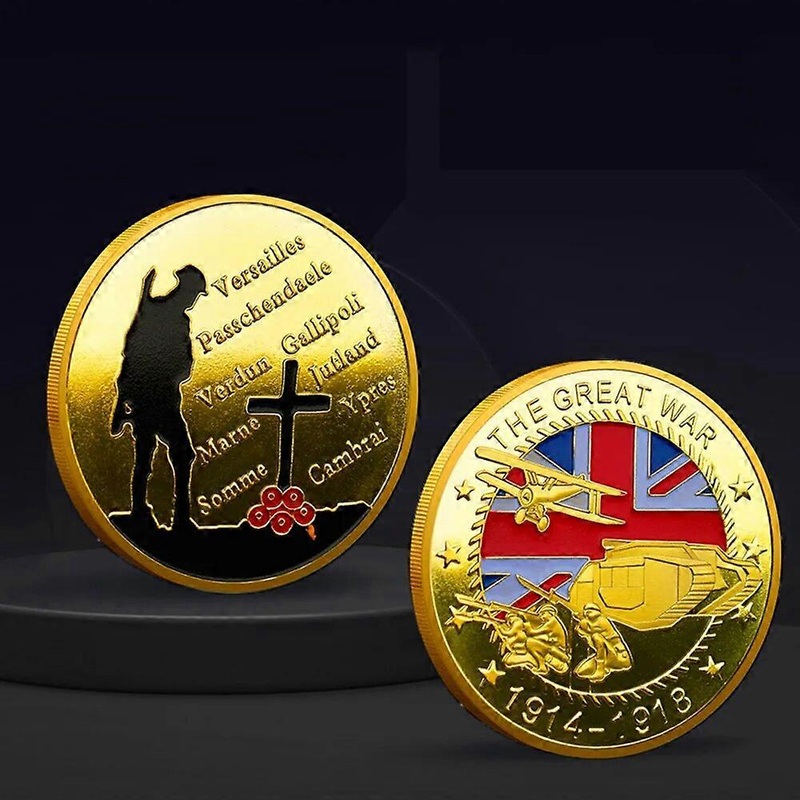 1914-1918 World War 1 Gold Plated Coin The Great War 100th Anniversary Commemorative WW1 Challenge Coins