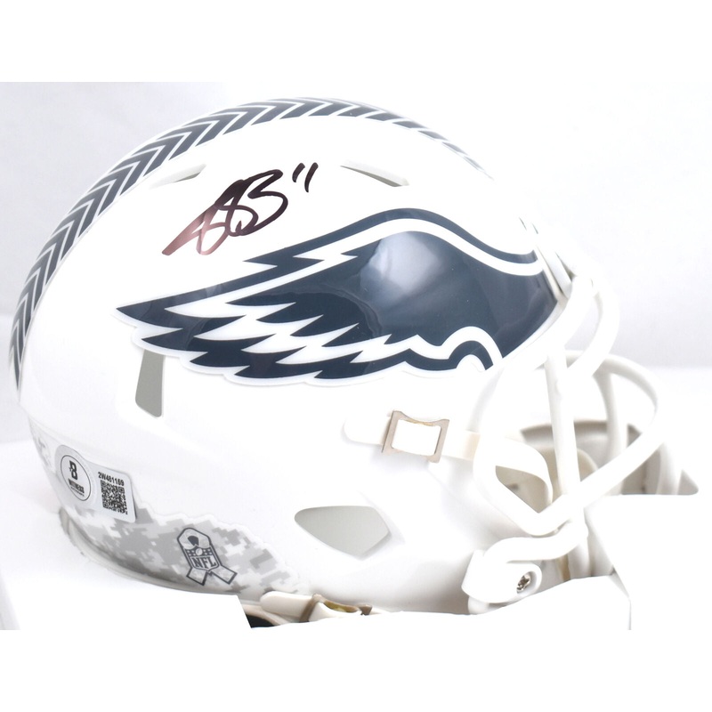 AJ Brown Autographed Eagles Salute 2024 Speed Mini Helmet – Beckett W Hologram