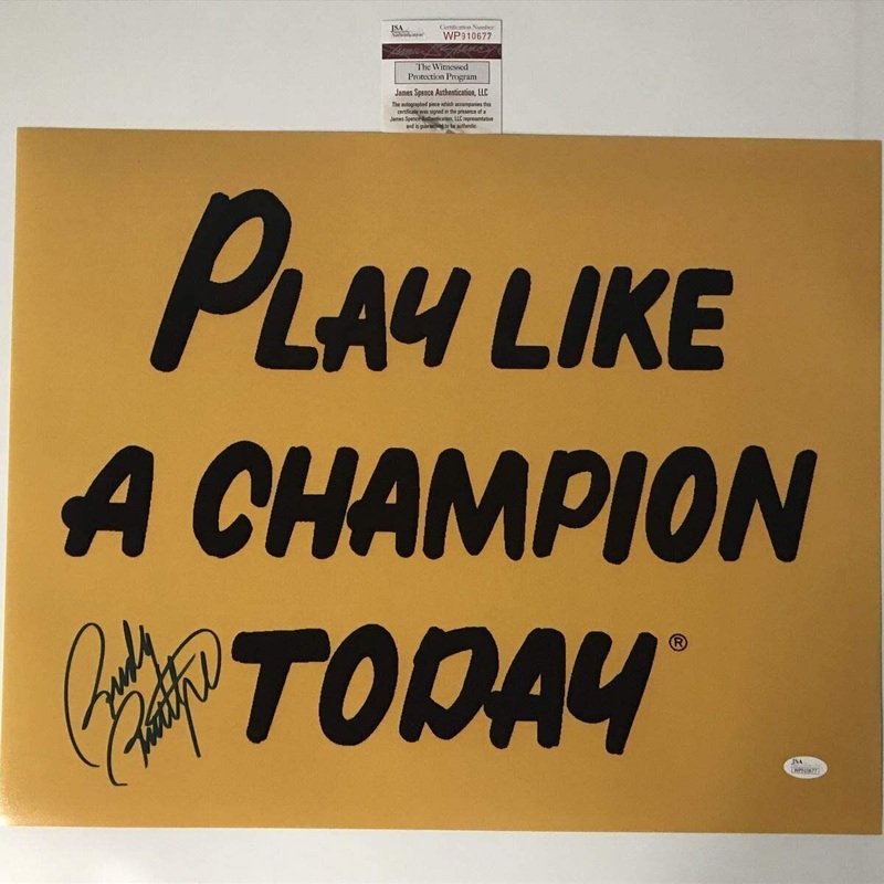 Autographed/Signed Rudy Ruettiger Play Like A Champion 16×20 Photo JSA COA