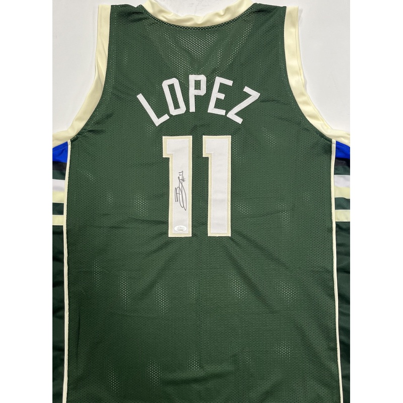 Bucks NBA Champ BROOK LOPEZ Signed Milw Custom Replica Green Jersey AUTO – JSA