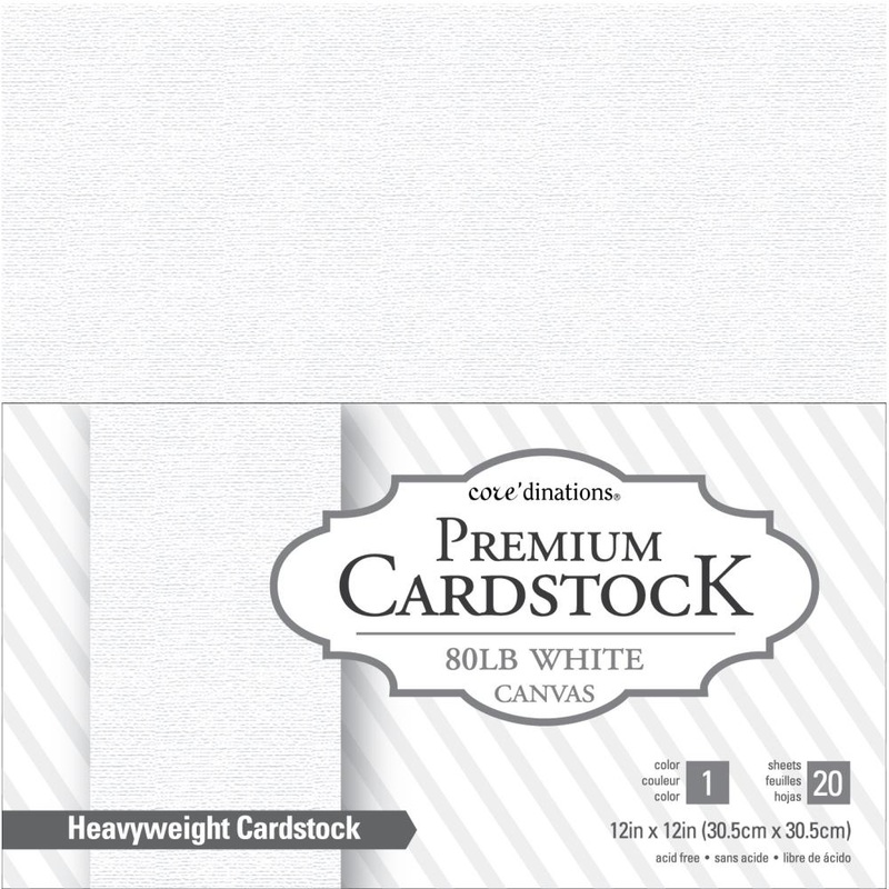 Core’dinations Value Pack Cardstock 12X12 80lb 20/Pkg White Canvas