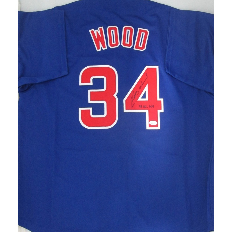 Cubs KERRY WOOD #34 Signed Custom Blue Replica Jersey AUTO w/ ROY 98 – JSA