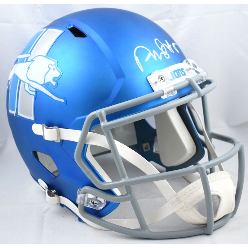 David Montgomery Signed Lions F/S Alt 2023 Speed Helmet-Beckett W Holo *White