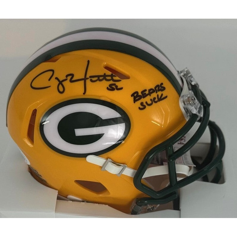 Packers CLAY MATTHEWS Signed Riddell Speed Mini Helmet AUTO w/ BEARS SUCK – JSA