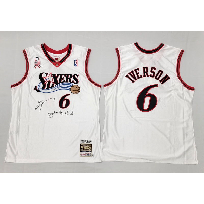Allen Iverson & Julius Erving Signed 76ers 2002 ASG Authentic Jersey Beckett