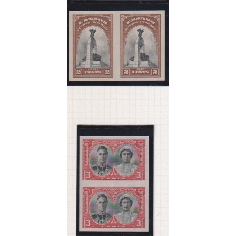 CANADA 1939 ROYAL VISIT IMPERFORATE PAIRS SUPERB UNMOUNTED MINT