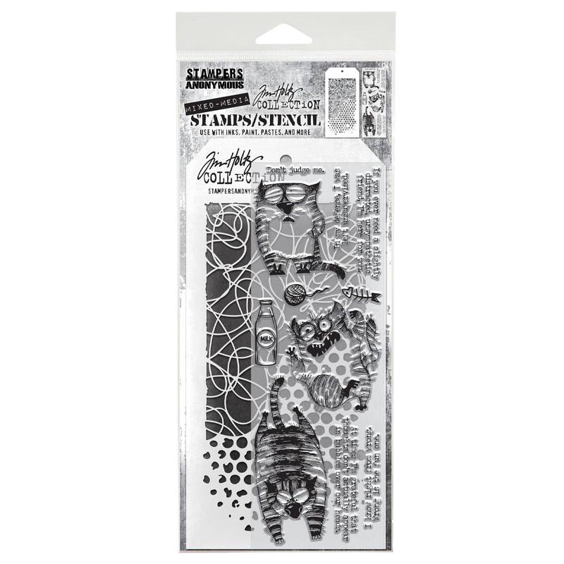 Stampers Anonymous Media #10 Tim Holtz Clear Stamp and Stencil