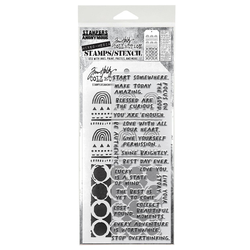 Stampers Anonymous Media #62 Tim Holtz Clear Stamp and Stencil