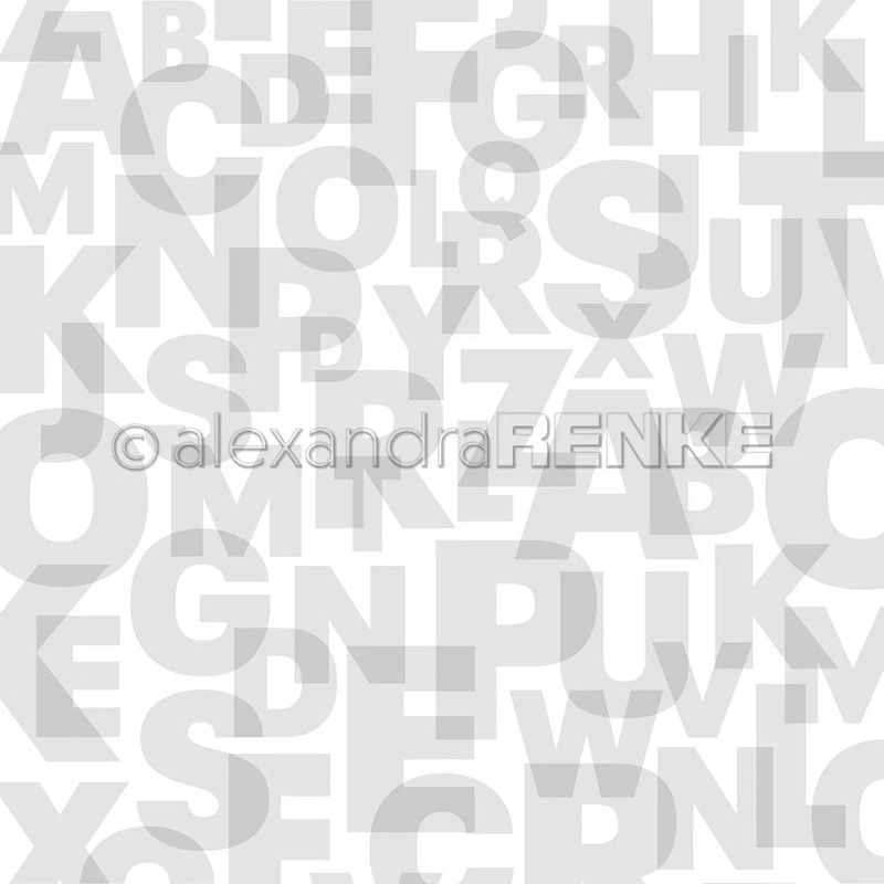 Alexandra Renke 12×12 Design Paper Interlaced Alphabet Light Grey 200g – 1 pc