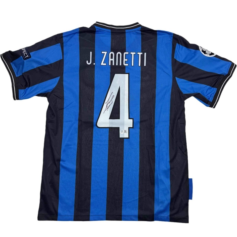 Autographed/Signed Javier Zanetti Inter Milan Soccer Futbol Jersey Beckett COA