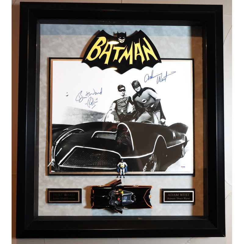 Batman TV Series Deluxe Framed phot signed by Adam West and Burt Ward PSA/DNA