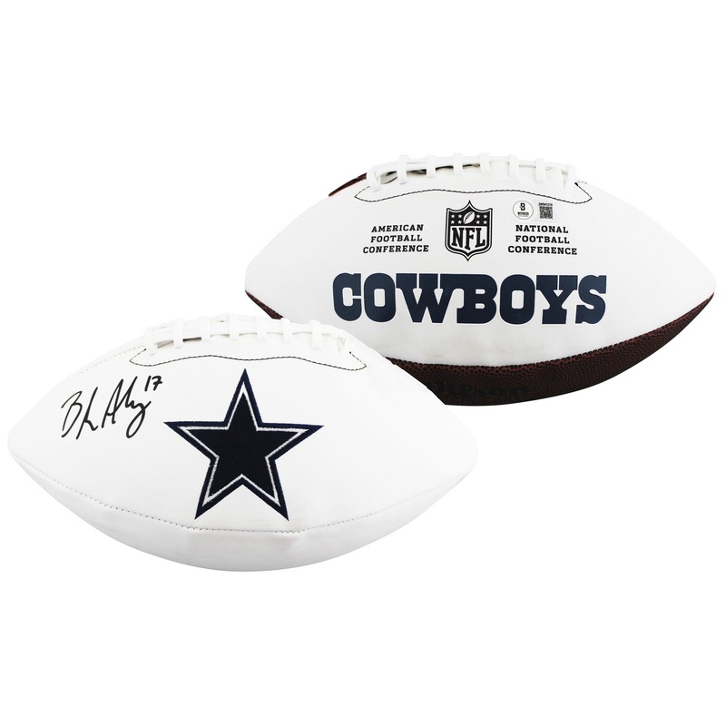 Cowboys Brandon Aubrey Signed Wilson White Panel Logo Football BAS Witnessed