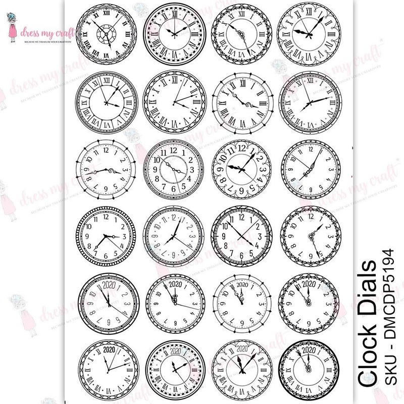Dress My Craft Transfer Me Sheet A4 Clock Dials