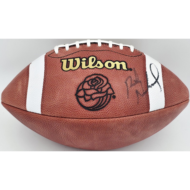 Rick Neuheisel Autographed Wilson Rose Bowl Football Washington Beckett BS30323
