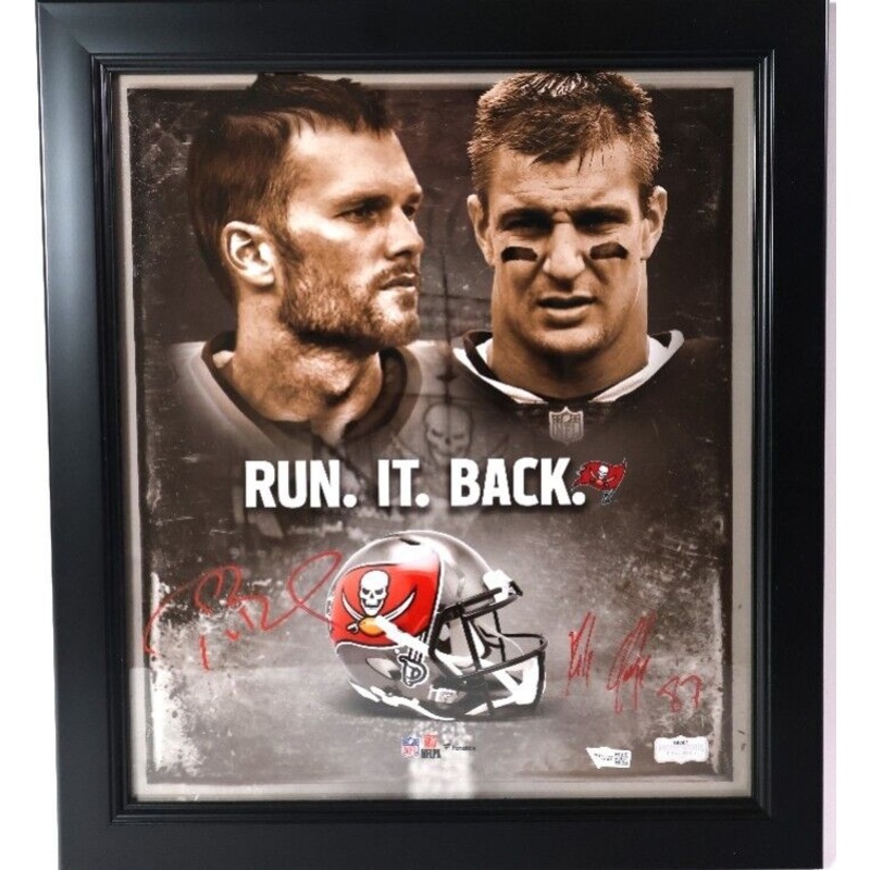 Tom Brady/Rob Gronkowski Autographed Framed (15×17) 11×14 Photo Fanatics COA