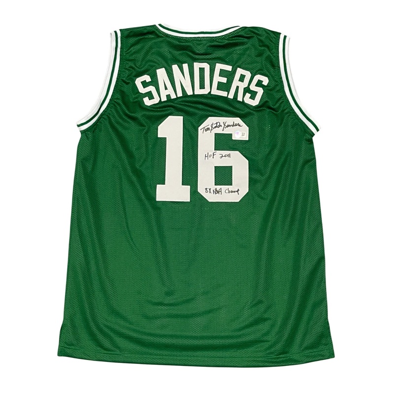 Tom Satch Sanders Signed Celtics Jersey 2xInscribed (JSA COA) 8xNBA Champion