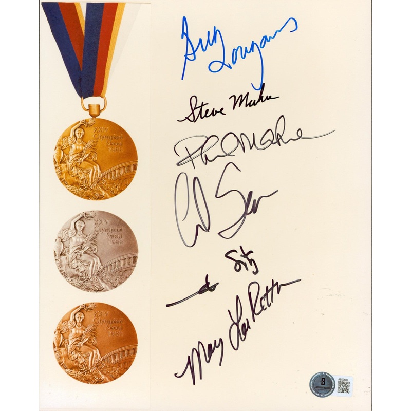 USA Olympians (6) Louganis, Spitz, Retton +3 Signed 8×10 Photo BAS #AE09682