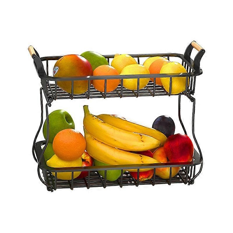 2 Tier Fruit Basket, Countertop Vegetable Stand Holder Organizer