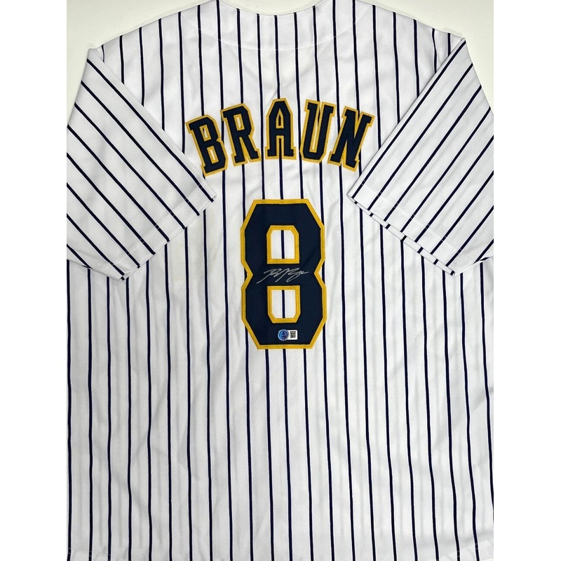 Brewers Outfielder RYAN BRAUN Signed Custom Replica Pinstripe Jersey AUTO – BAS