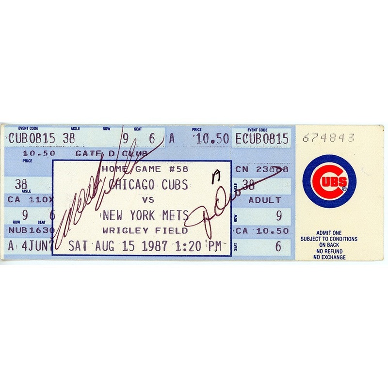 Mookie Wilson & Jesse Orosco Signed Chicago Cubs vs New York Mets Ticket Stub
