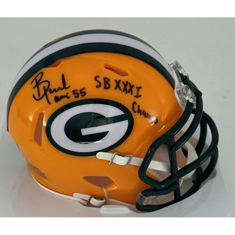 Packers BERNARD HARRIS Signed Riddell Speed Mini Helmet AUTO w/ SB Champ – BAS