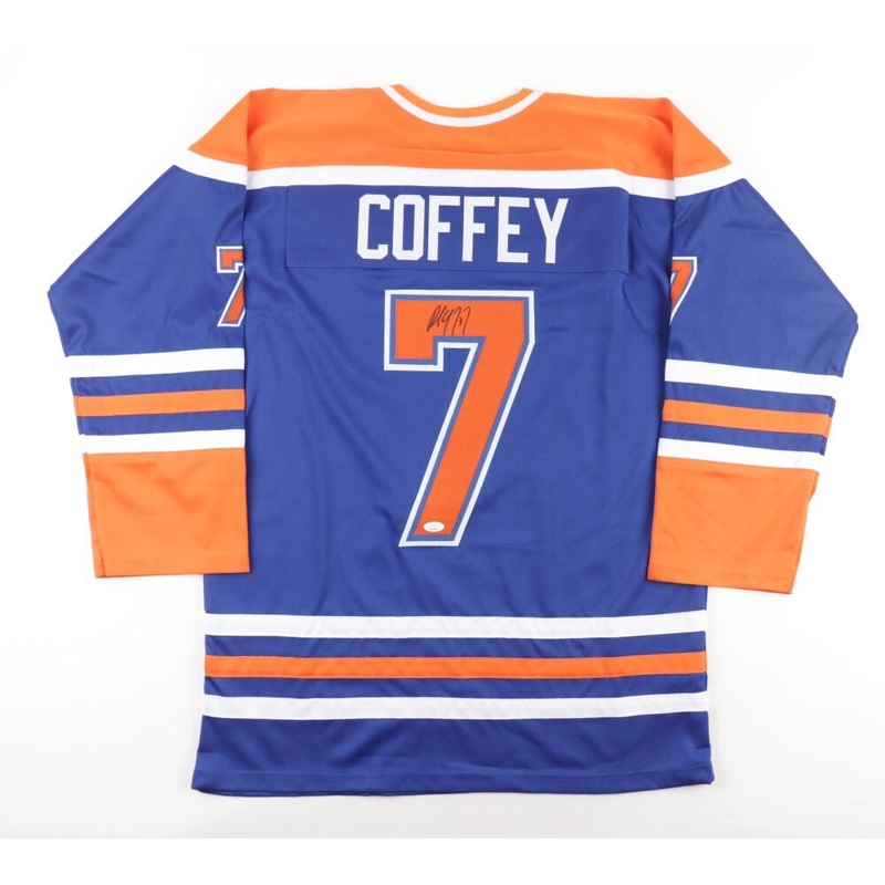 Paul Coffey Signed Edmonton Oilers Blue Jersey (JSA COA) 4xStanley Cup Champ