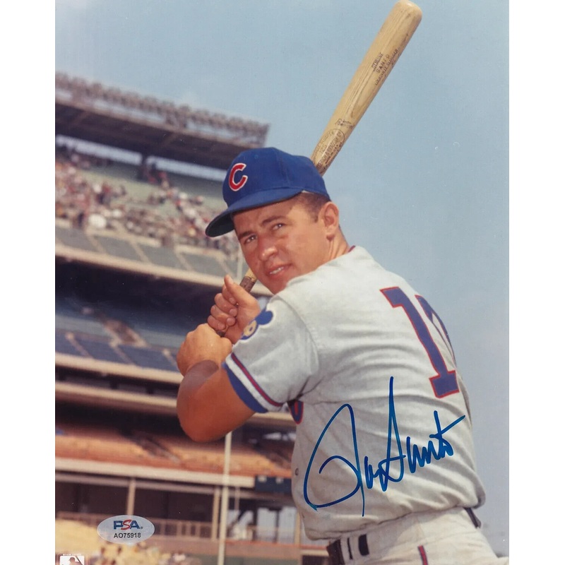 Ron Santo Signed Chicago Cubs 8×10 Photo (PSA) 9xAll Star 3rd Baseman / H.O.F.