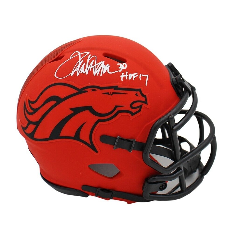 Terrell Davis Signed Denver Broncos Speed Rave NFL Mini Helmet with HOF 17 Ins
