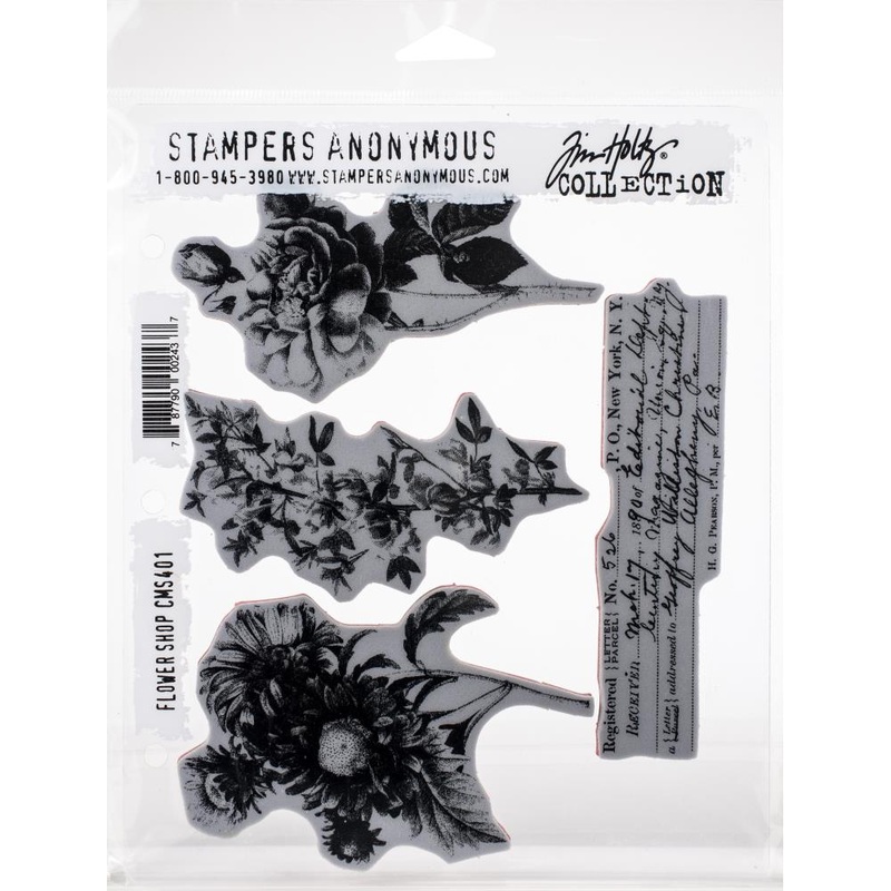 Tim Holtz Cling Stamps 7X8.5 Flower Shop