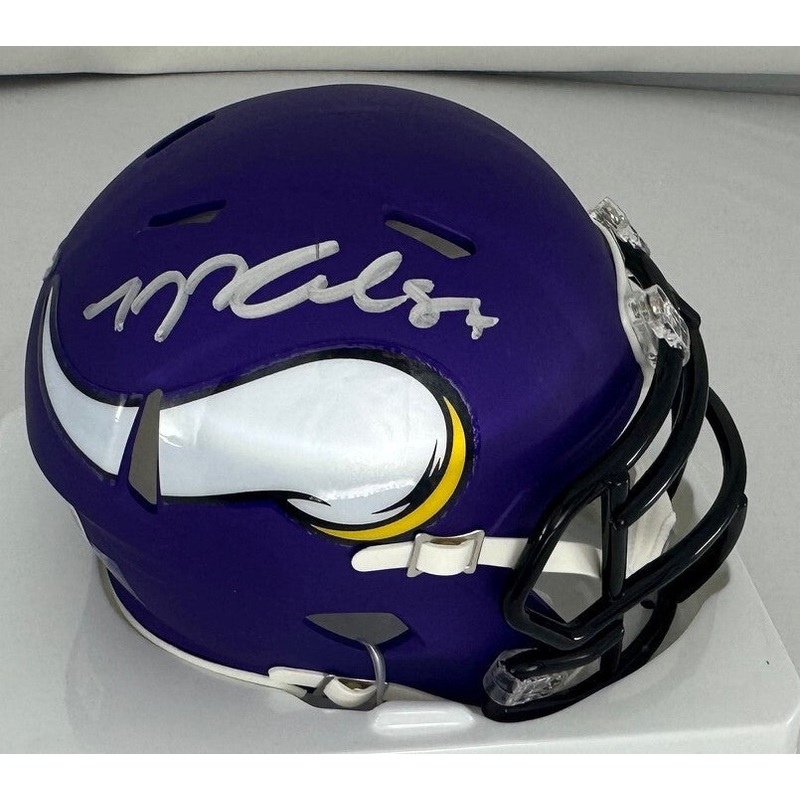 Vikings Tight End TJ HOCKENSON Signed Riddell Speed Mini Helmet AUTO – BAS