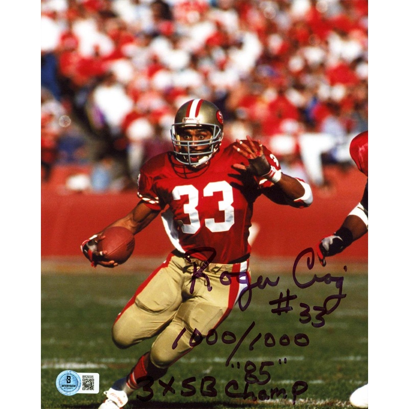 49ers Roger Craig 3x Insc. Authentic Signed 8×10 Vertical Photo BAS #BR29335