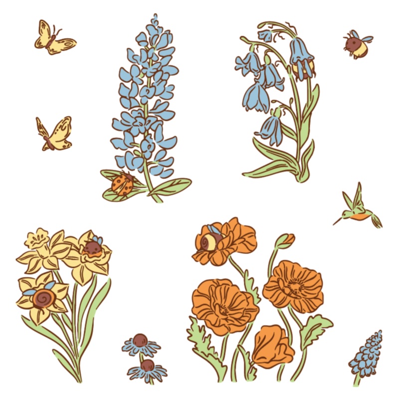 Bees & Bonnets – Set of 5 – 6×6 Coordinating Stencils